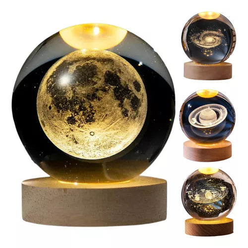 Luminária de Mesa Bola de Cristal 3D LED