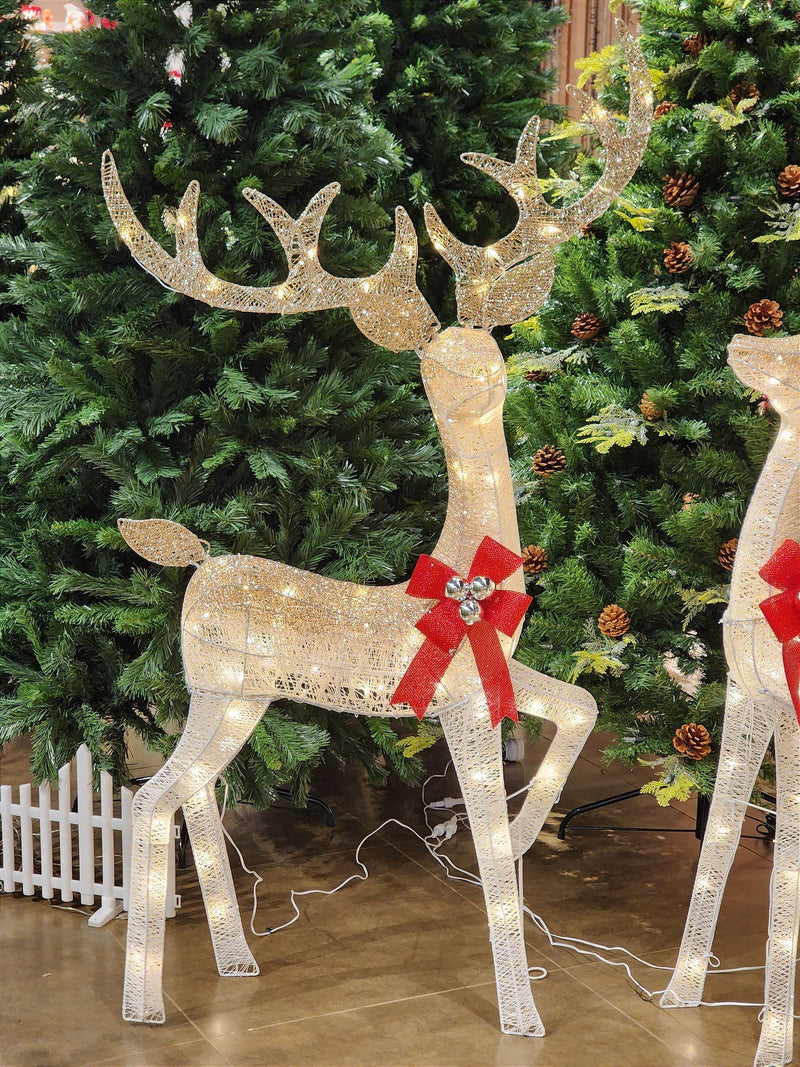 TRIO DE RENAS ARAMADA BRANCA COM CHAMPANHE WARM USO INTERNO E EXTERNO BIVOLT