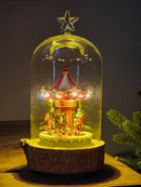 GLOBO DE VIDRO COM CARROSSEL COM LUZ SOM E MOVIMENTO 26CM